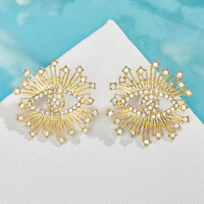 Aetheric Eye Glaze Evil Eye Gold Earrings