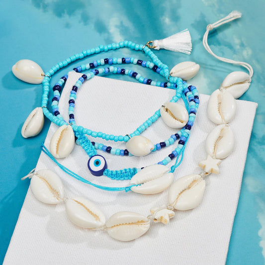 Azuro Sands Evil Eye Anklet Set