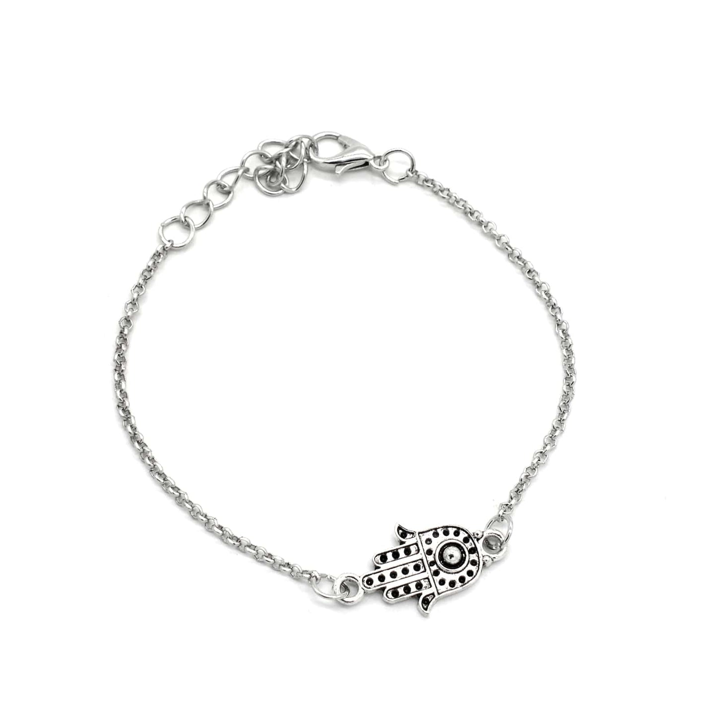 Hamsa Set Of 6 Silver Bracelets - Joker & Witch