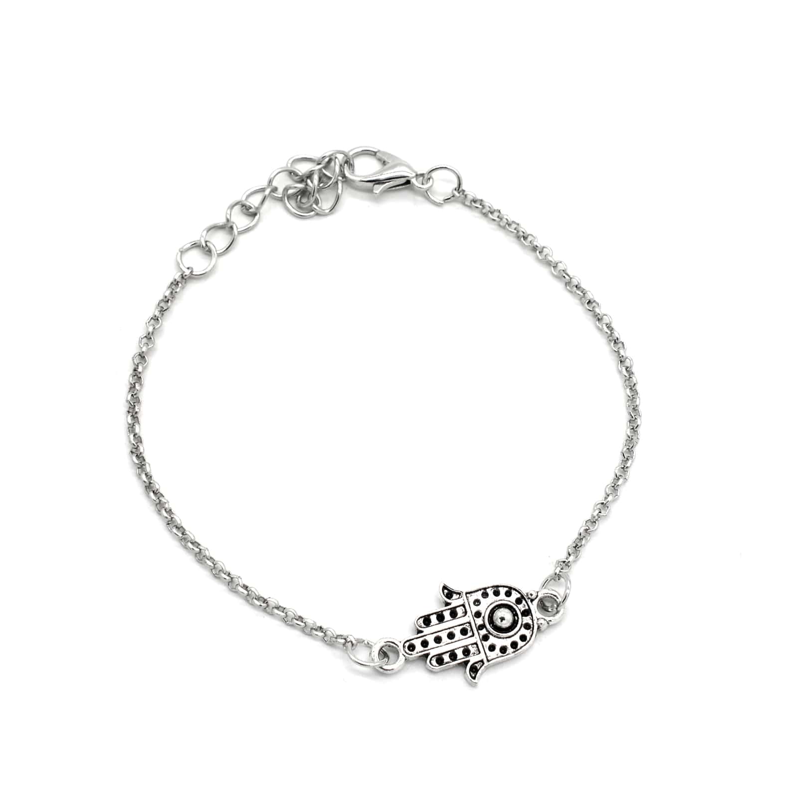 Hamsa Set Of 6 Silver Bracelets - Joker & Witch