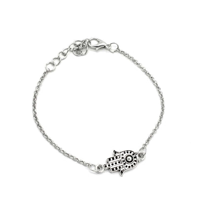 Hamsa Set Of 6 Silver Bracelets - Joker & Witch
