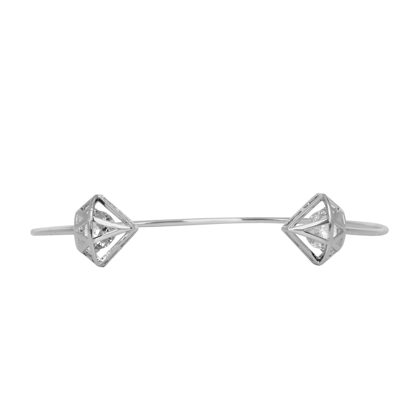 Gem Shaped Silver Open Cuff