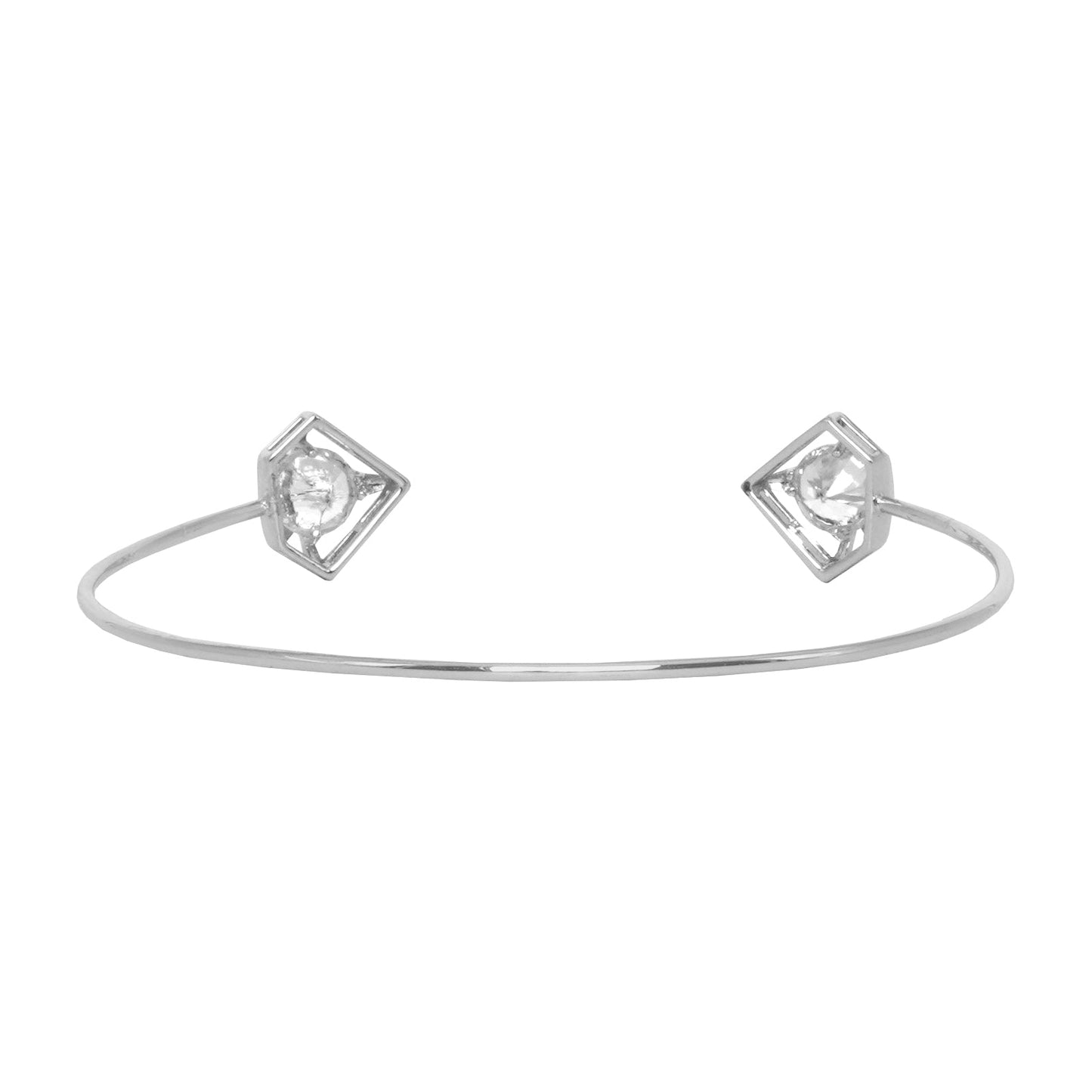 Gem Shaped Silver Open Cuff