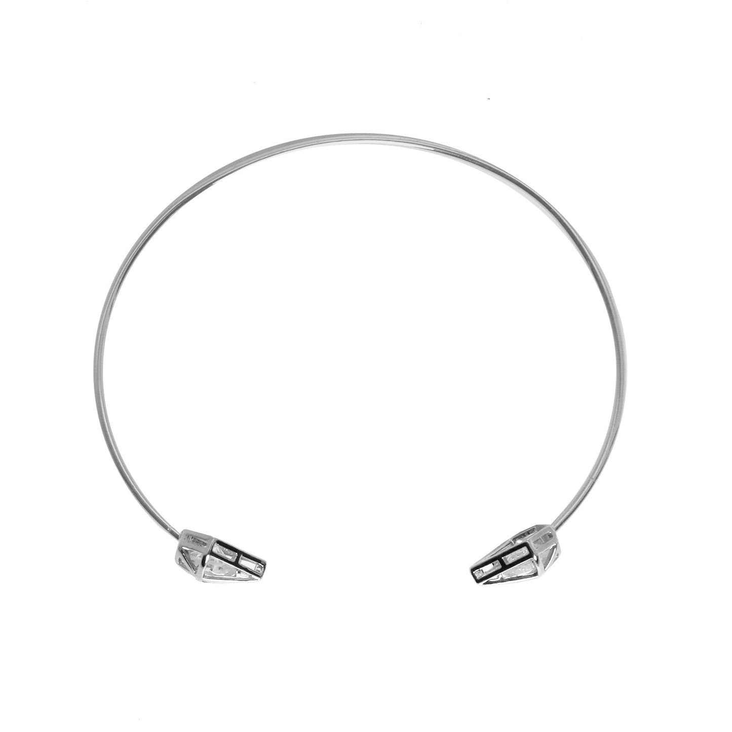 Gem Shaped Silver Open Cuff