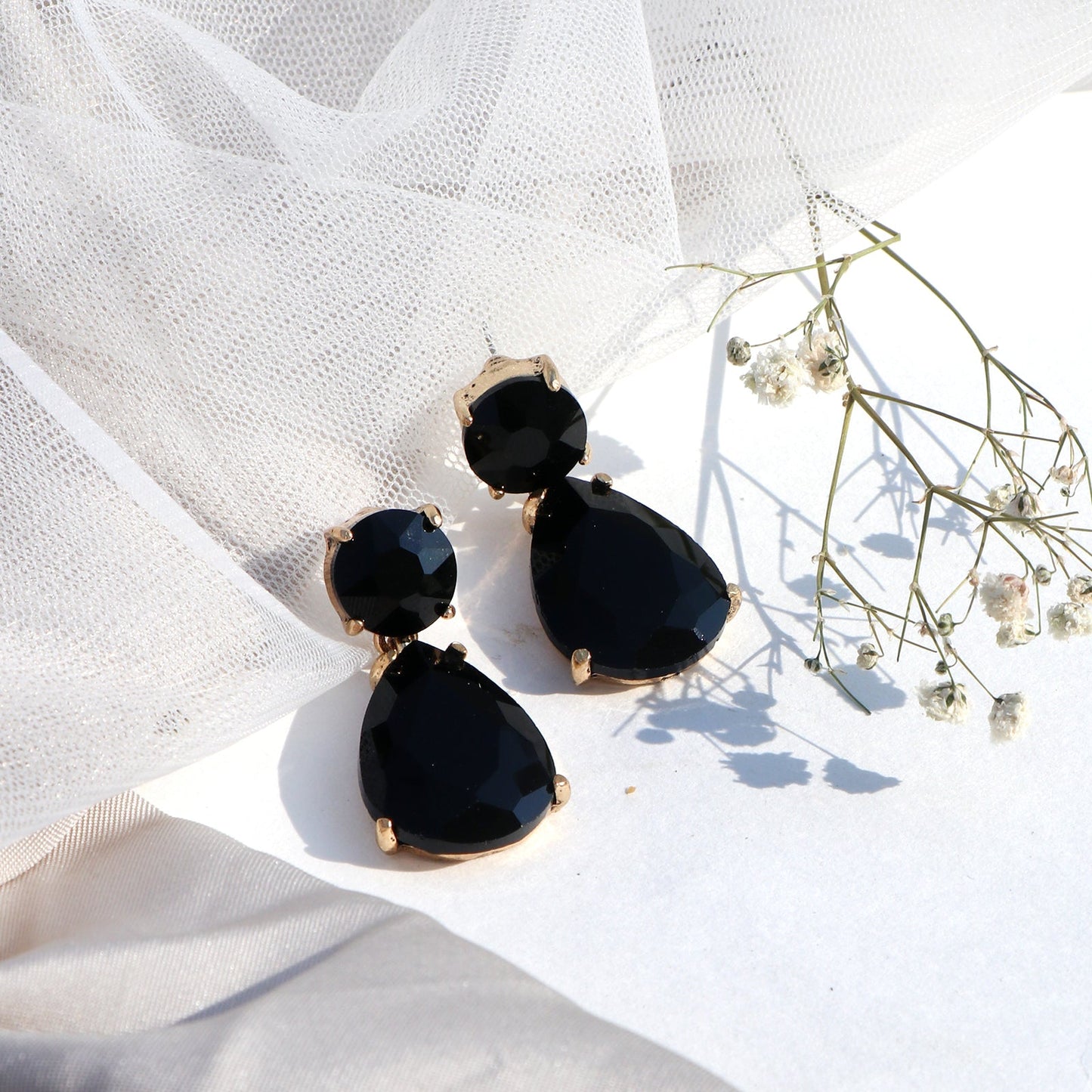 Glam Up Black Drop Earrings