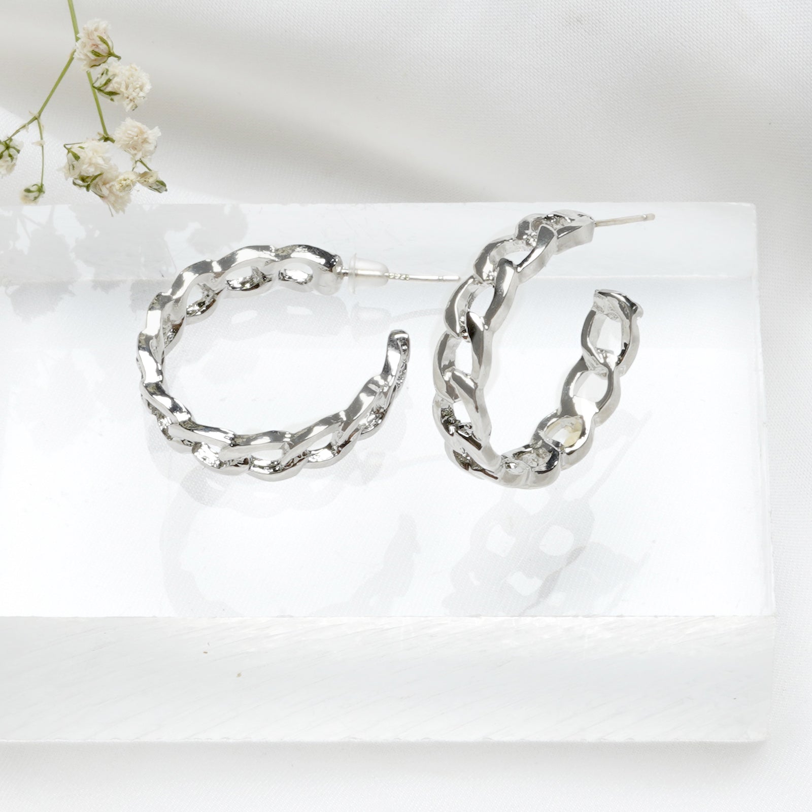 Hint Chain Link Silver Hoop