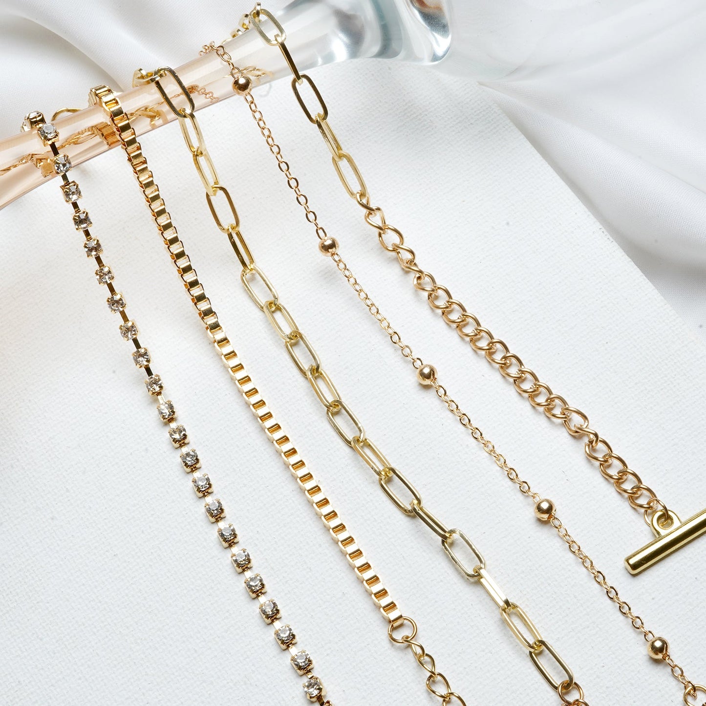 Toggle Gold Chain Set of 5 Bracelets