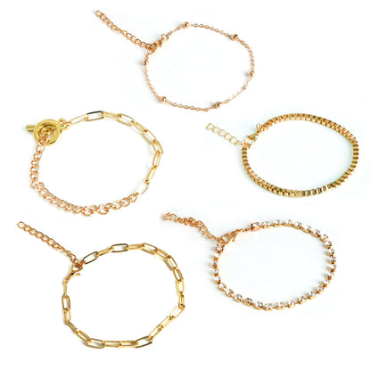 Toggle Gold Chain Set of 5 Bracelets
