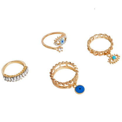Blue Eye Gold Set of 4 Rings