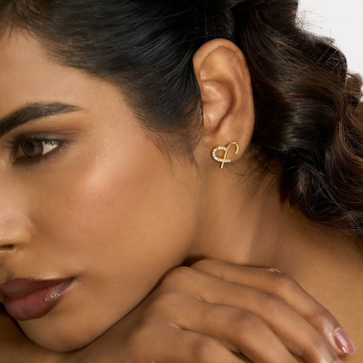 Solara Monogram Gold Earring