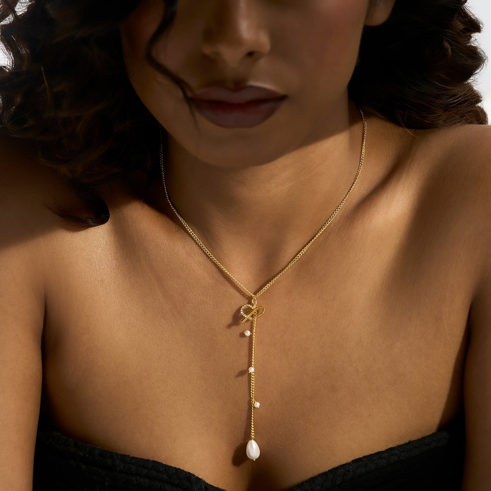 Helia Monogram Gold Necklace