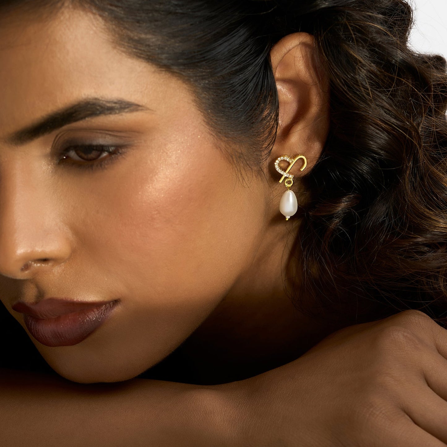 Celena Monogram Gold Earring