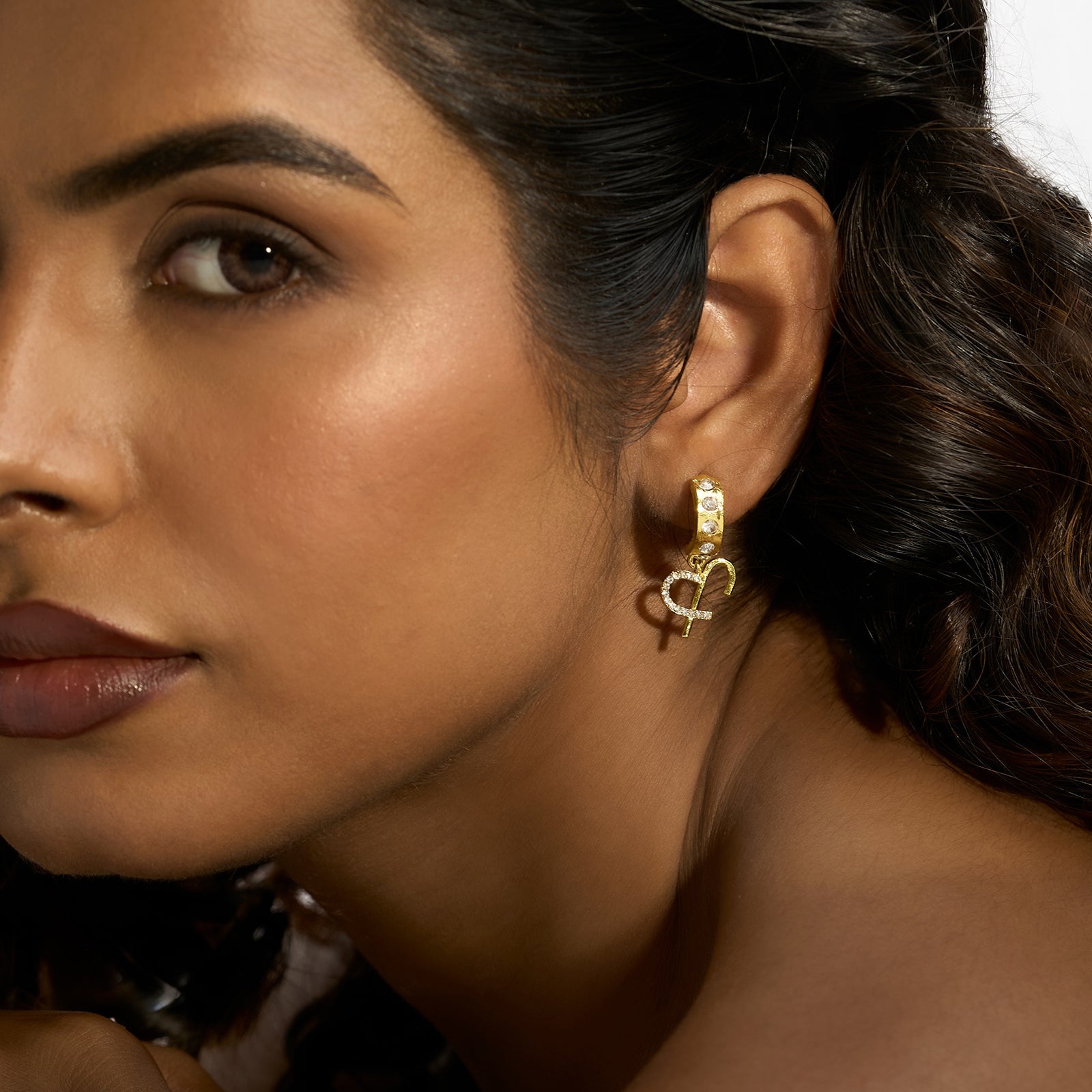 Lysia Monogram Gold Earring