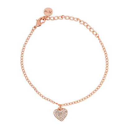 Rhinestone Heart Rose Gold Bracelet Charm