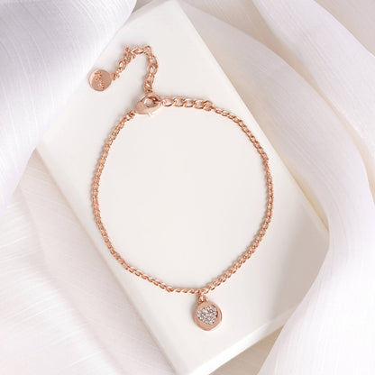 Dainty Heart Rhinestone Rose Gold Bracelet Charm