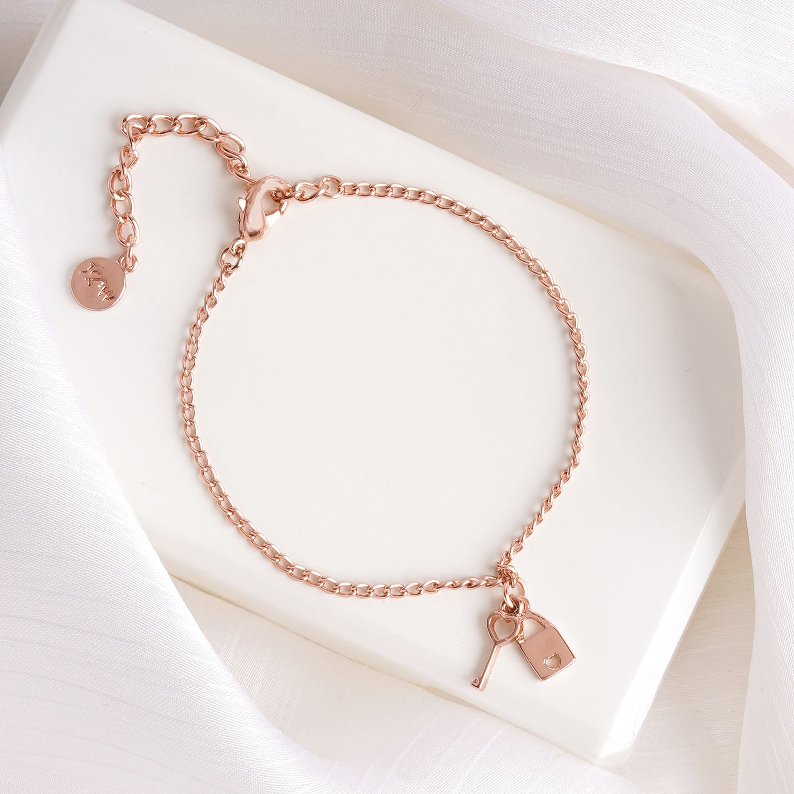 Love Lock Rose Gold Bracelet Charm