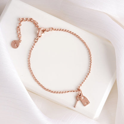 Love Lock Rose Gold Bracelet Charm