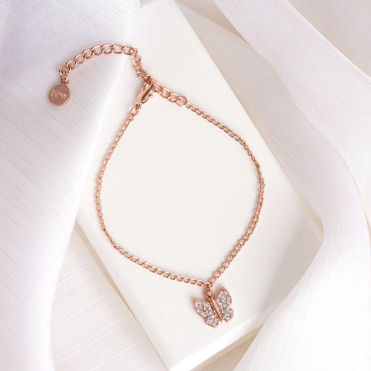 Butterfly Rhinestone Rose Gold Bracelet Charm