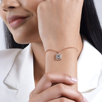 Quad Rhinestone Rose Gold Bracelet Charm