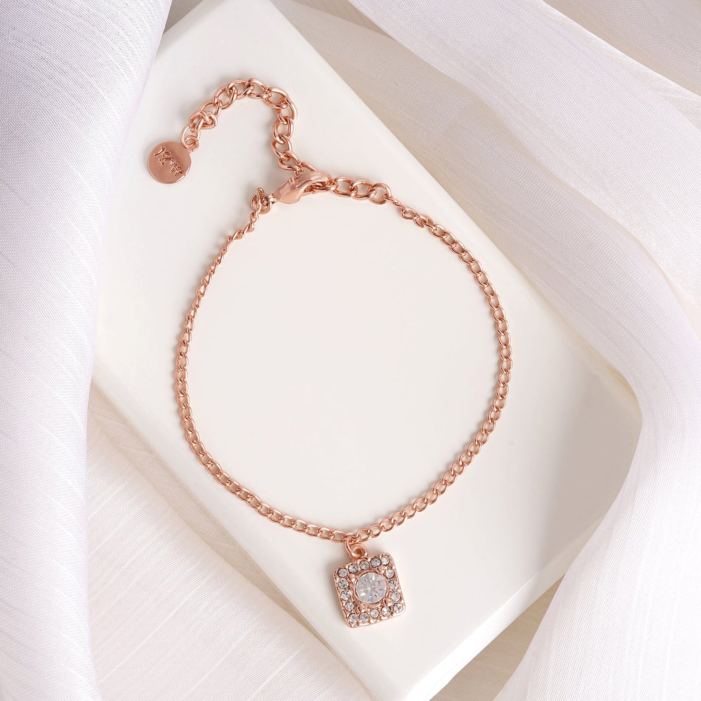 Quad Rhinestone Rose Gold Bracelet Charm