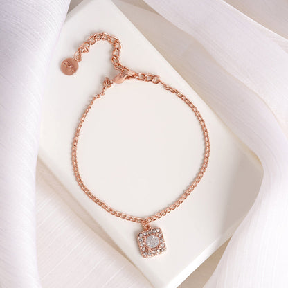 Quad Rhinestone Rose Gold Bracelet Charm