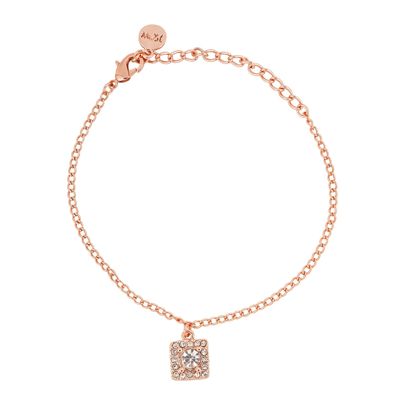 Quad Rhinestone Rose Gold Bracelet Charm