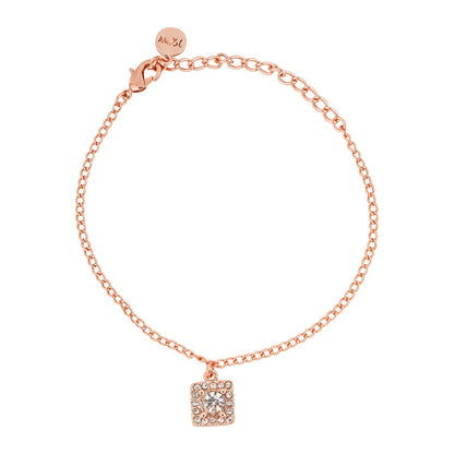 Quad Rhinestone Rose Gold Bracelet Charm