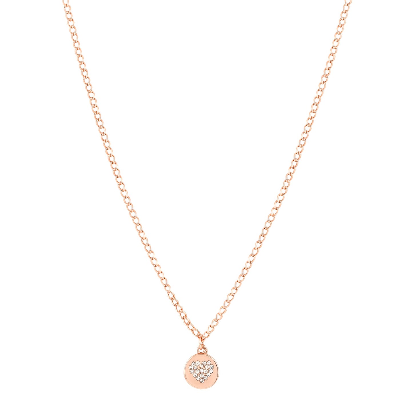 Dainty Heart Rhinestone Rosegold Necklace Charm
