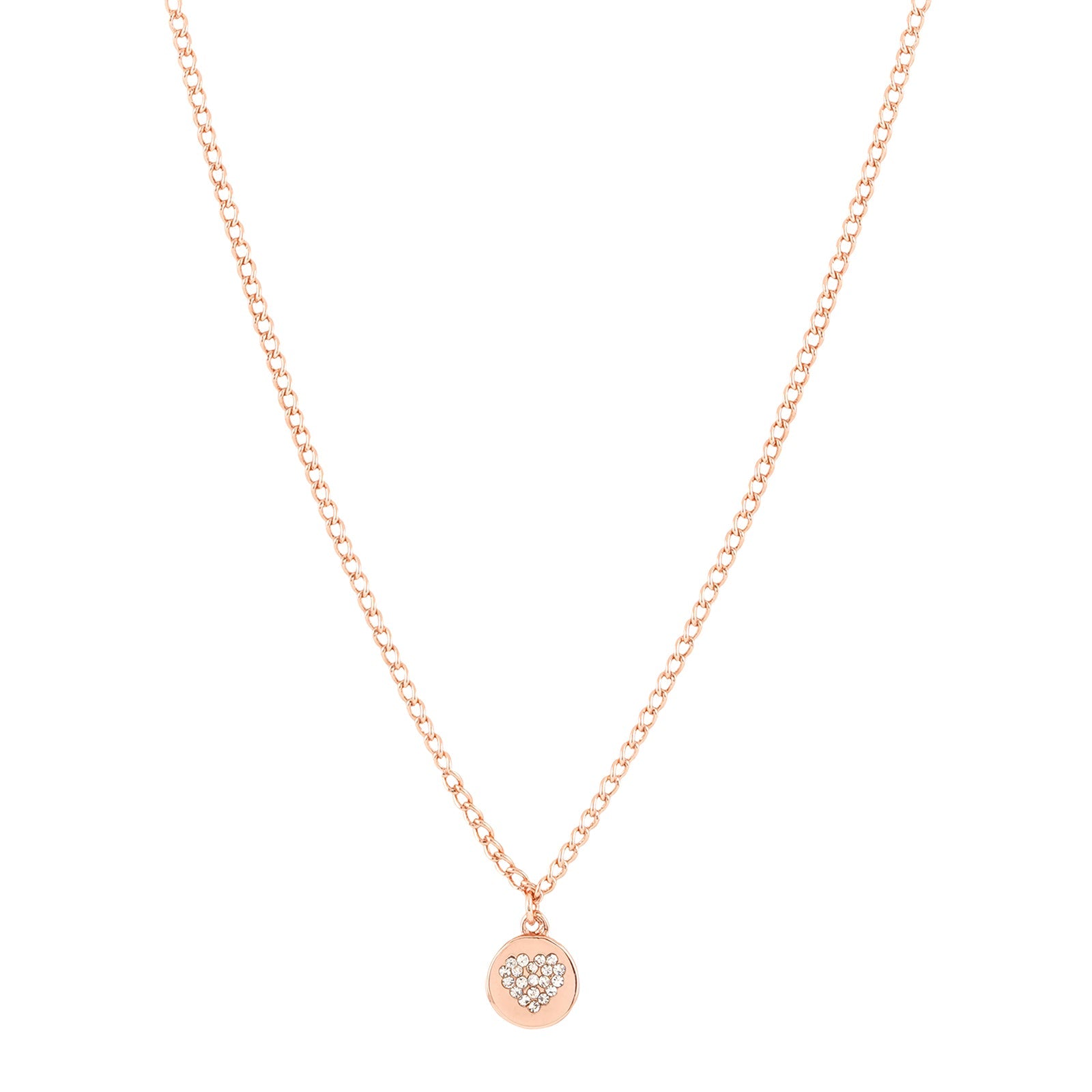 Dainty Heart Rhinestone Rosegold Necklace Charm