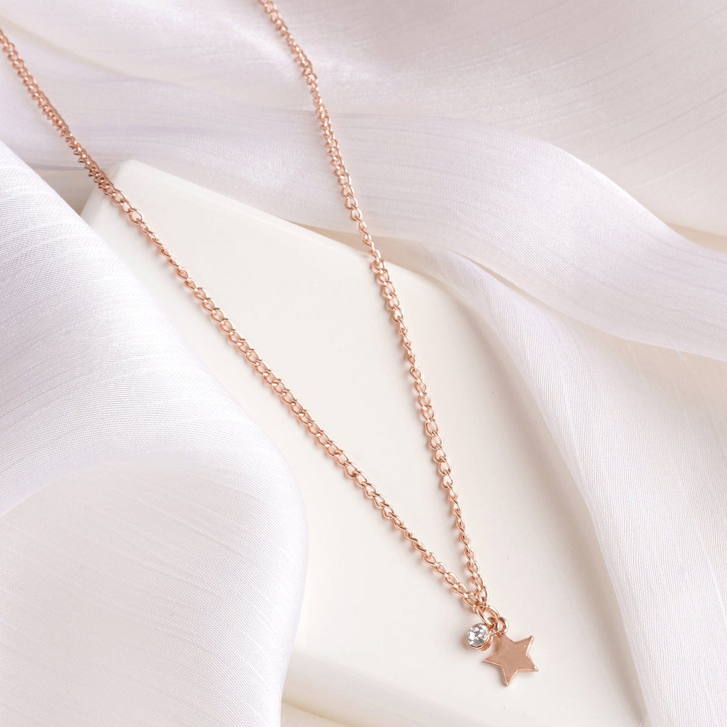 Starry Rhinestone Rosegold Necklace Charm