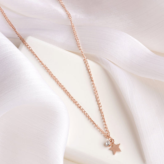 Starry Rhinestone Rosegold Necklace Charm