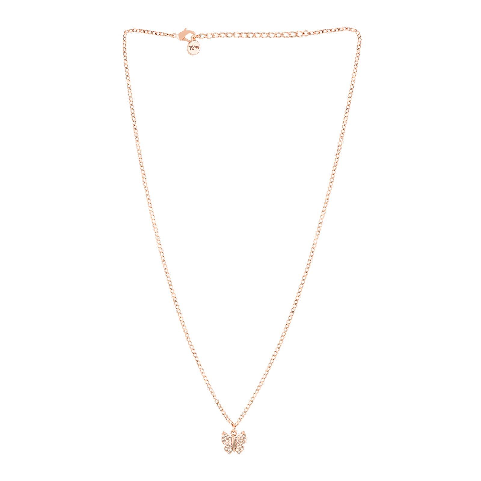 Butterfly Rhinestone Rosegold Necklace Charm