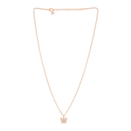 Butterfly Rhinestone Rosegold Necklace Charm