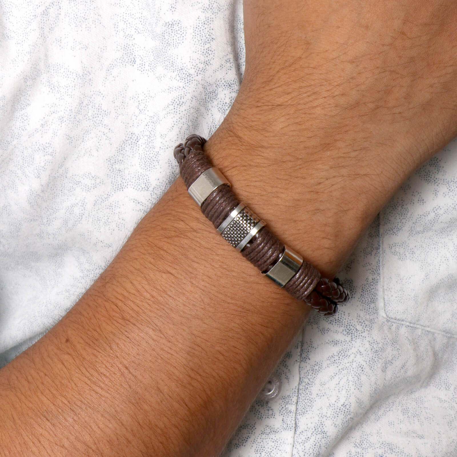 Logan Braided Multi-Strand Brown Men's Bracelet
