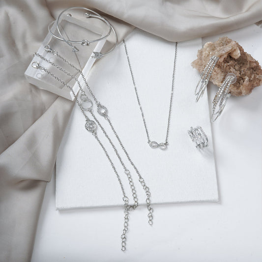 Silver Tassle Jewelry Set