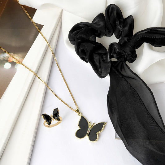 Black Butterfly Jewelry Set