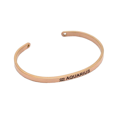 Aquarius Rosegold Cuff Zodiac Band