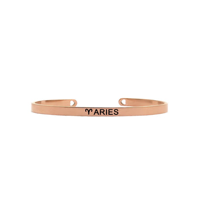 Aries Rosegold Cuff Zodiac Band