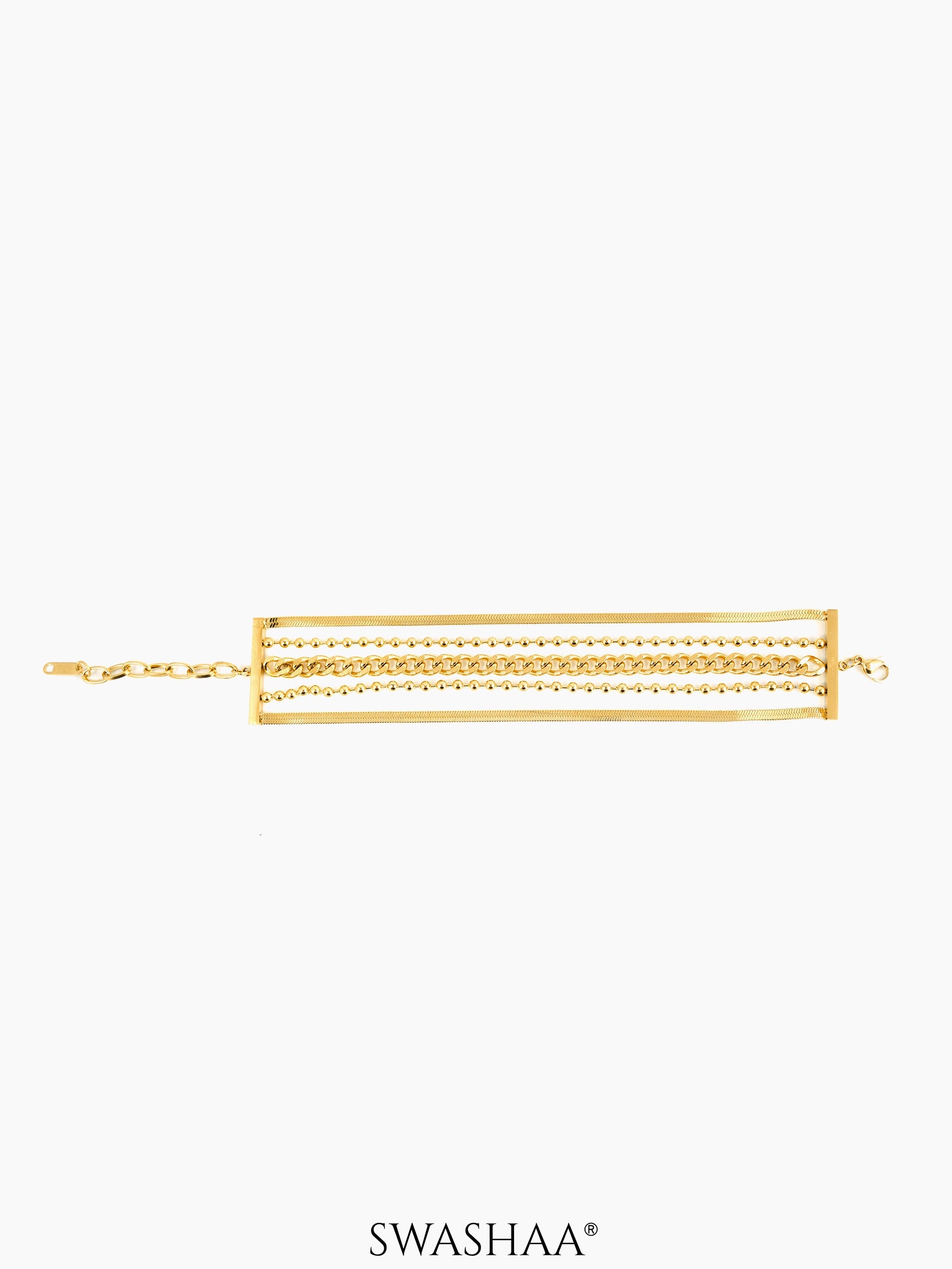 Janet Layered 18K Gold Plated Loose Snake Connel Chain Bracelet