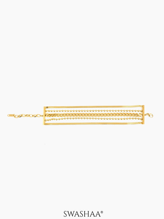 Janet Layered 18K Gold Plated Loose Snake Connel Chain Bracelet