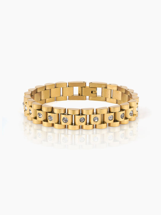 Jenelina Diamond 18K Gold Plated Women's Watch Belt Bracelet - Swashaa