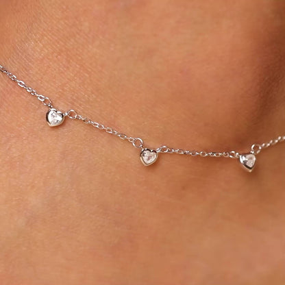 Linked in Love Rhodium Plated 925 Sterling Silver Anklet