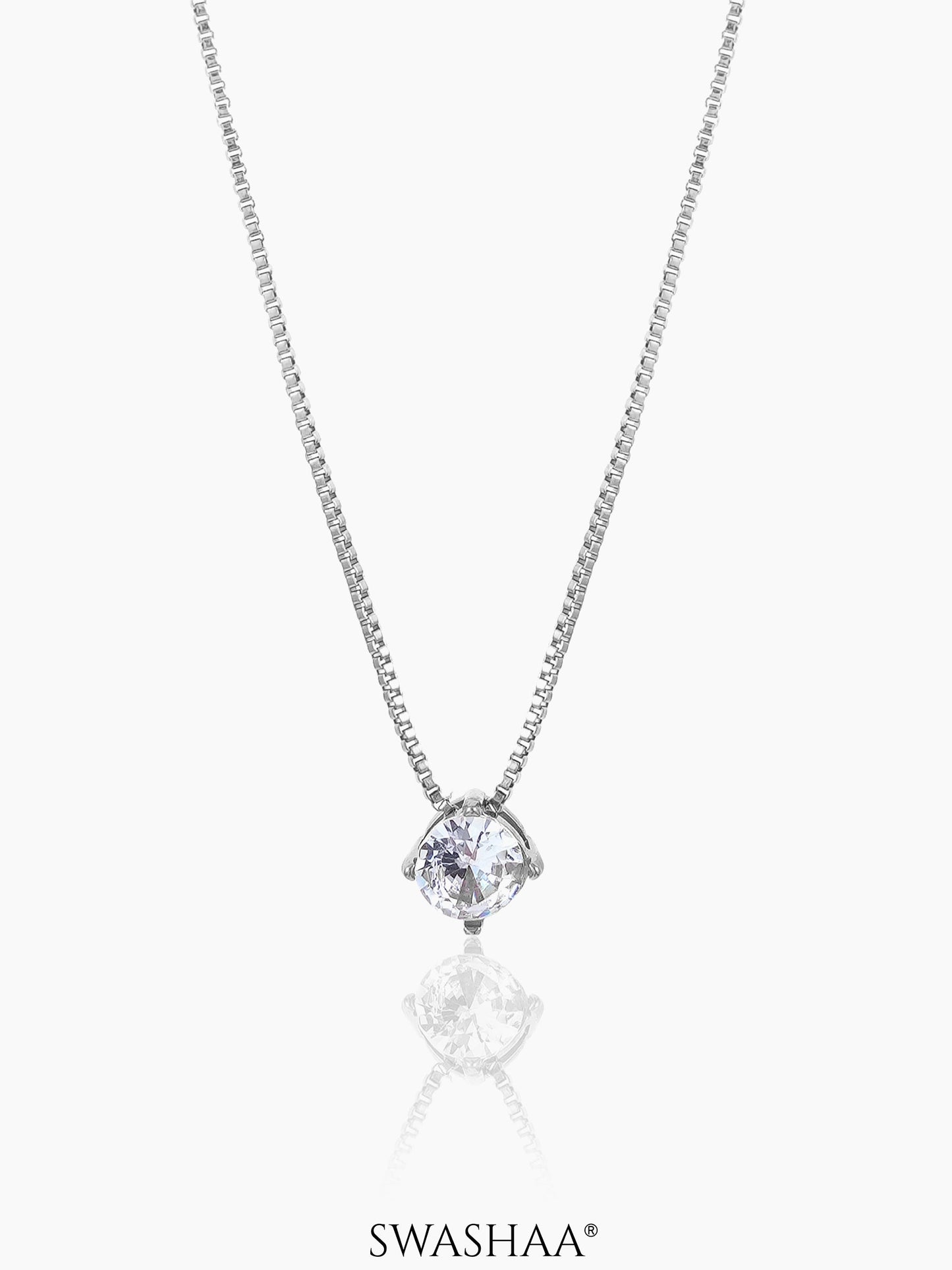 Juno Solitaire Silver Necklace
