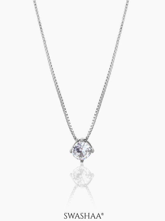 Juno Solitaire Silver Necklace