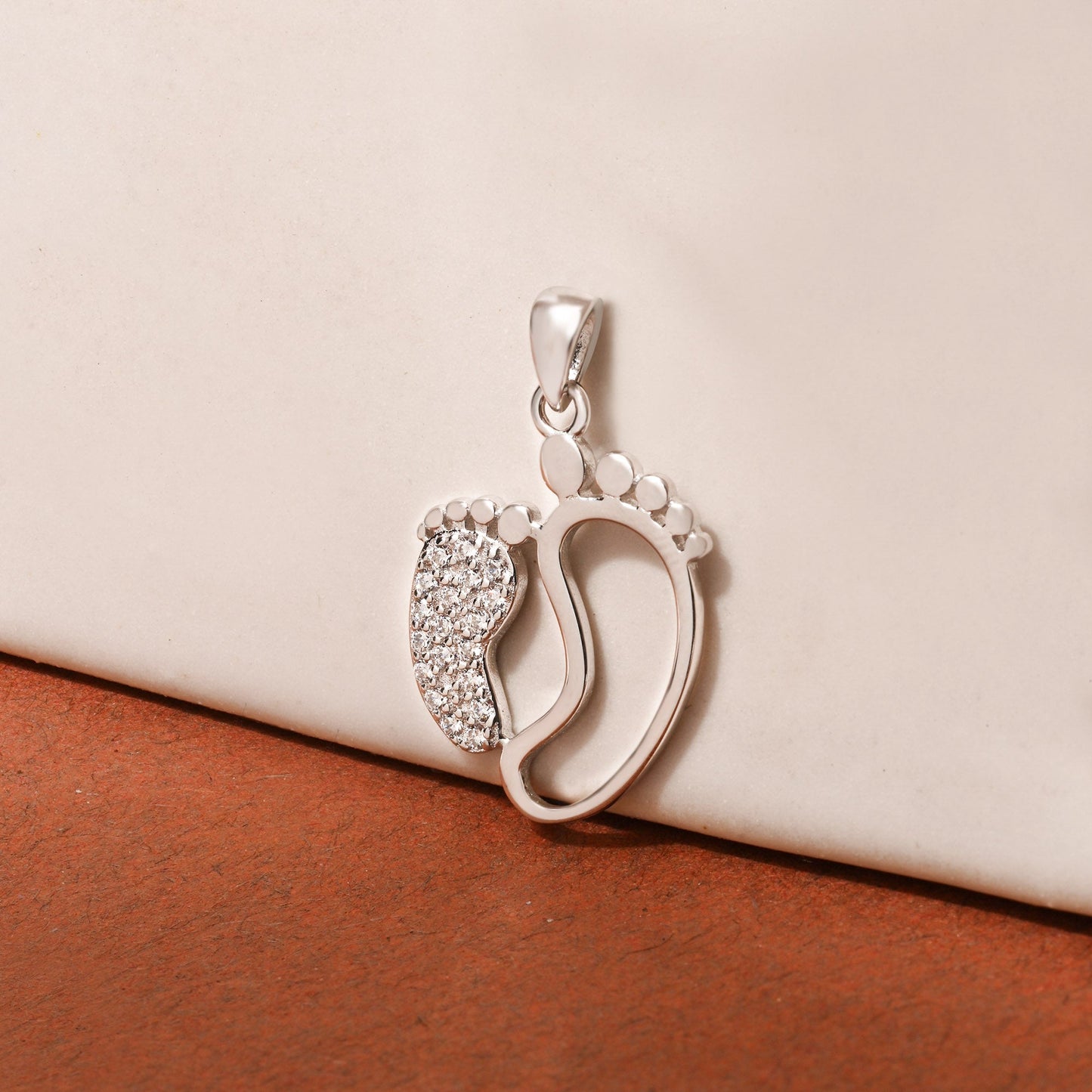 Twin Footprints Sparkle Pendant