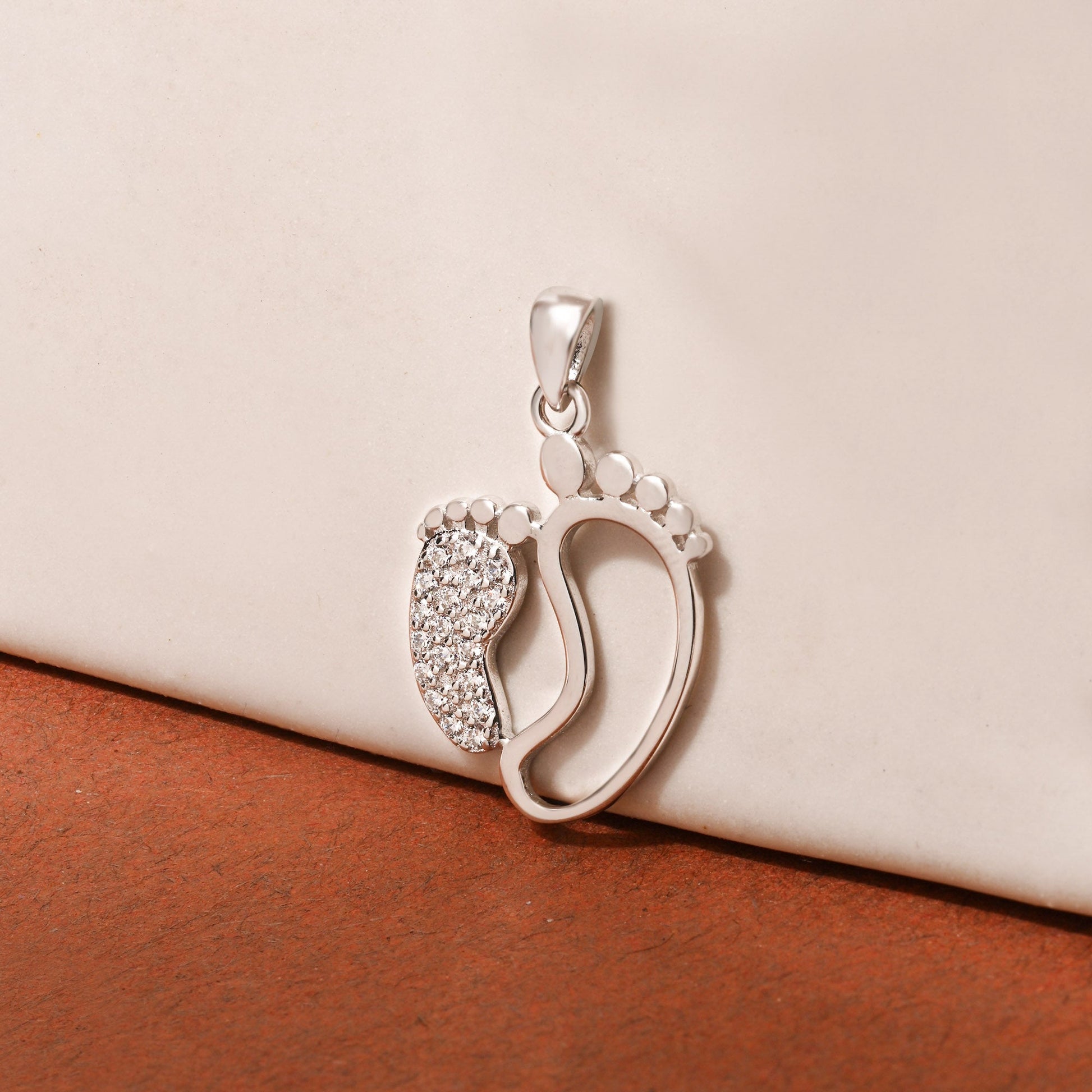 Twin Footprints Sparkle Pendant