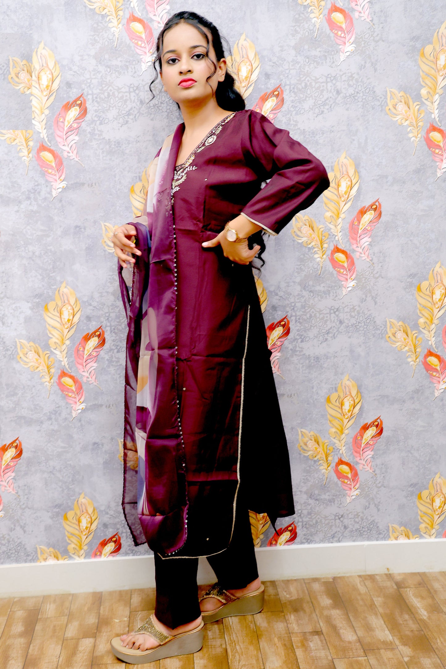 Red Kurti With Digital Print For Women & Girls
