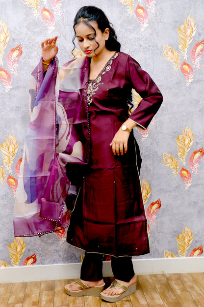 Red Kurti With Digital Print For Women & Girls