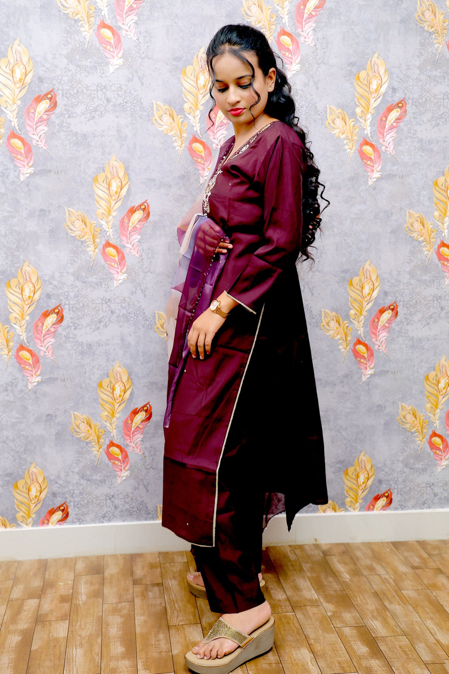 Red Kurti With Digital Print For Women & Girls