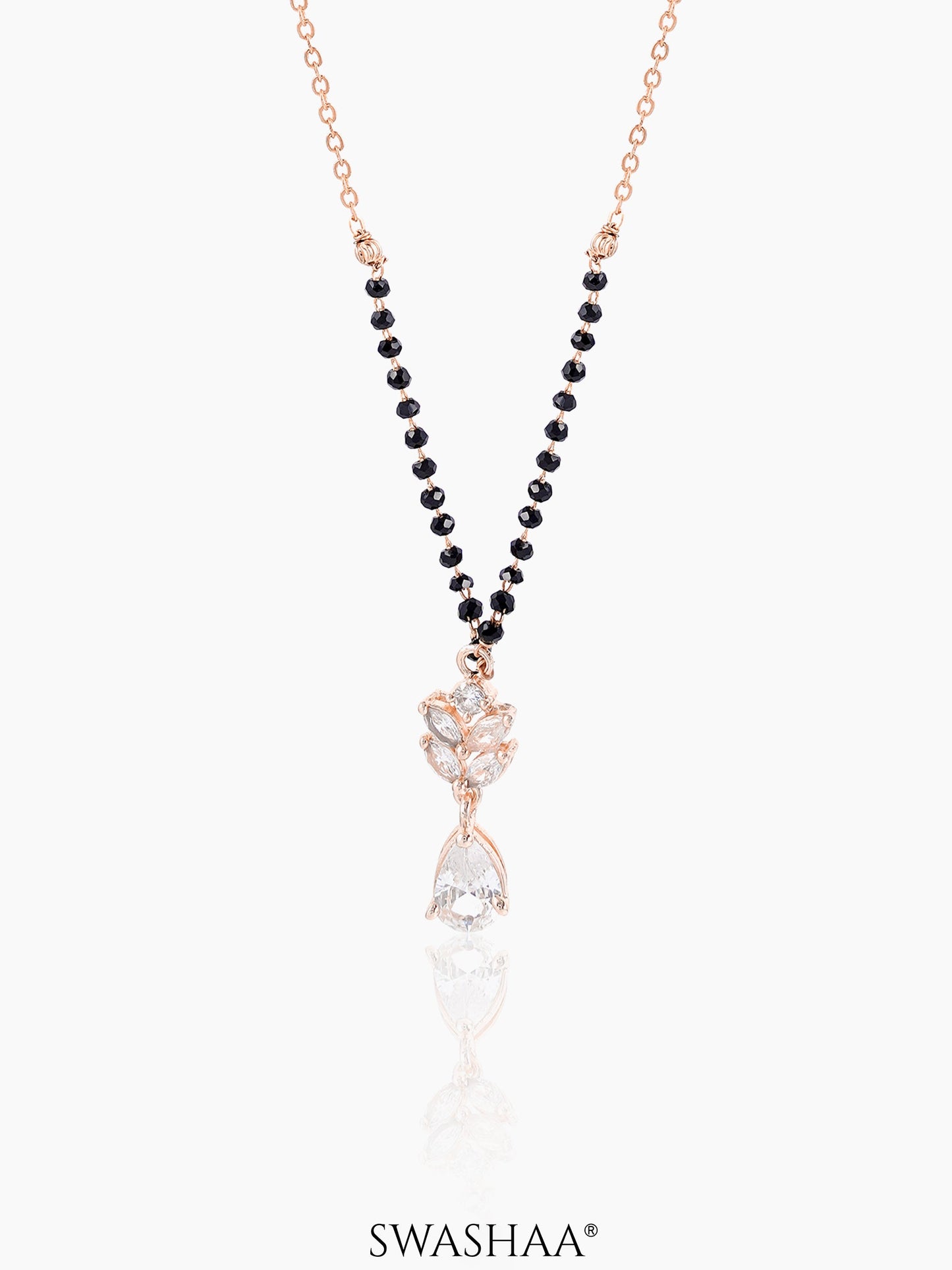 Kasturi Diamond Drop Solitaire Rosegold Plated Mangalsutra